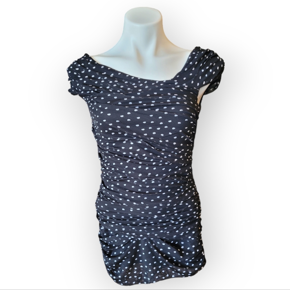 White House Black Market Black Ruched Dressy Top